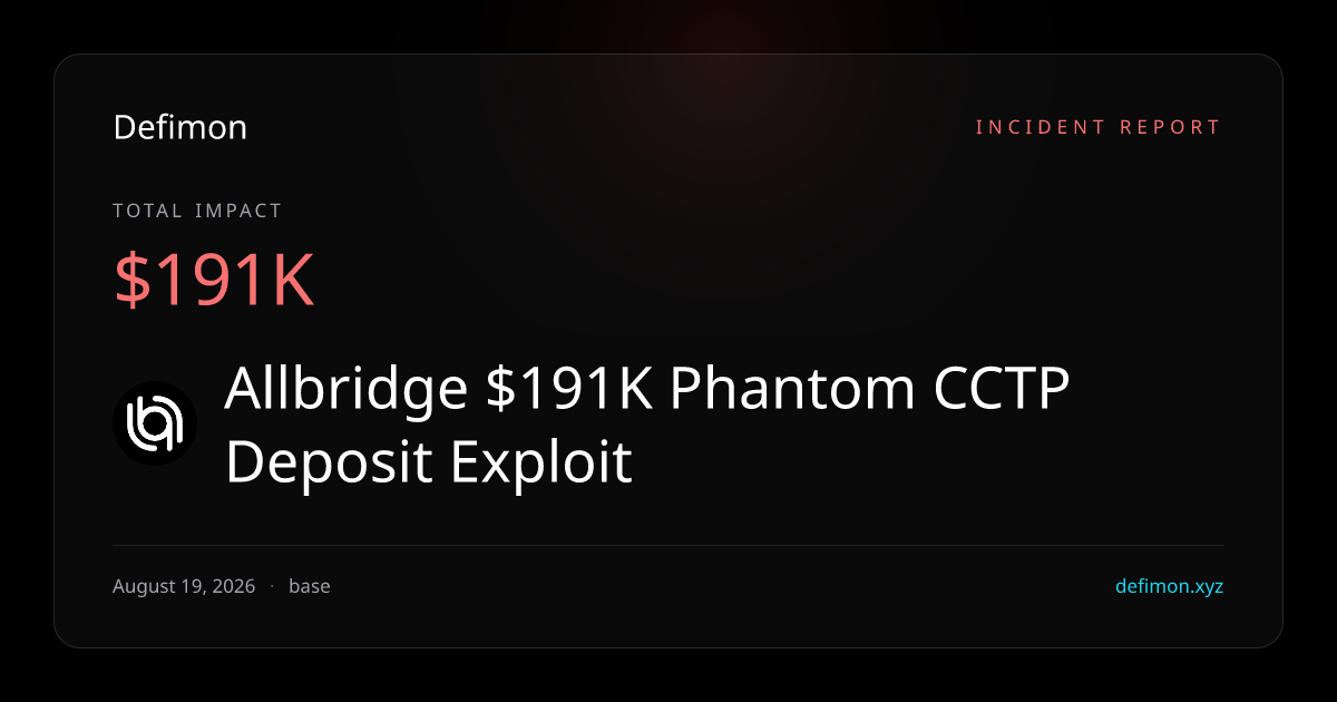 Allbridge $191K Phantom CCTP Deposit Exploit