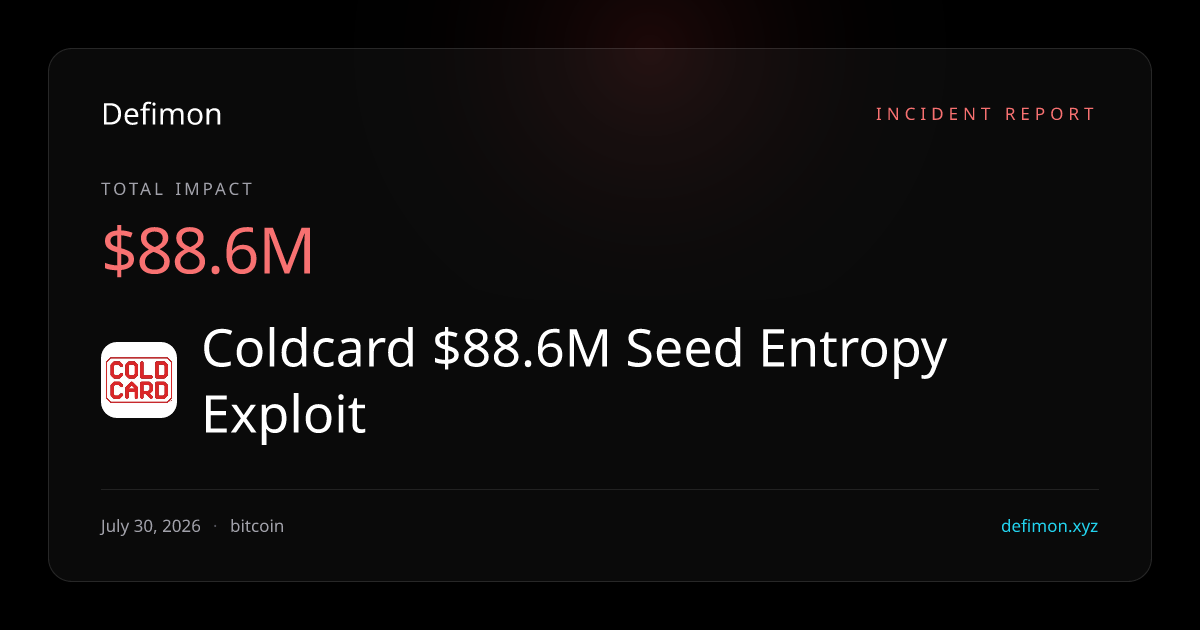 Coldcard $88.6M Seed Entropy Exploit