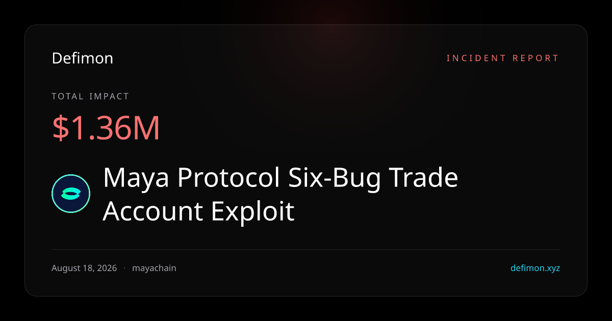 Maya Protocol Six-Bug Trade Account Exploit