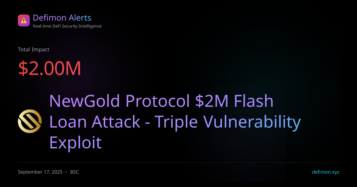 NewGold Protocol $2M Flash Loan Attack - Triple Vulnerability Exploit