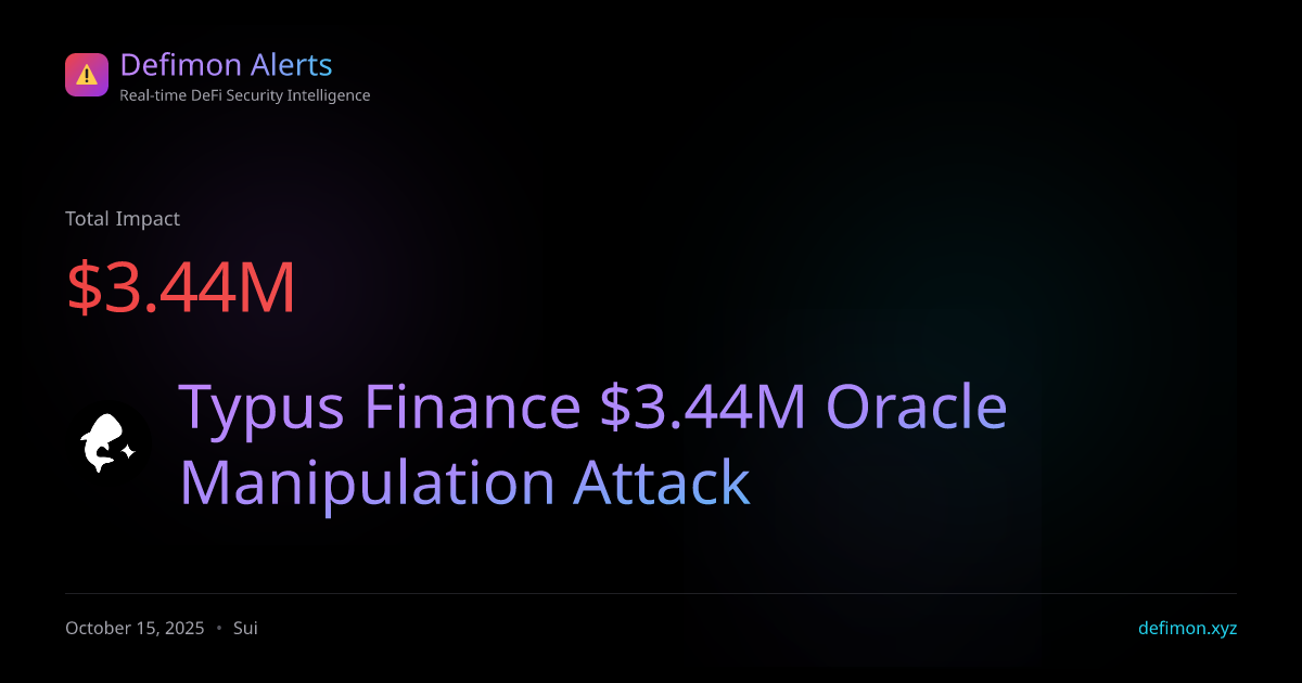 Typus Finance $3.44M Oracle Manipulation Attack